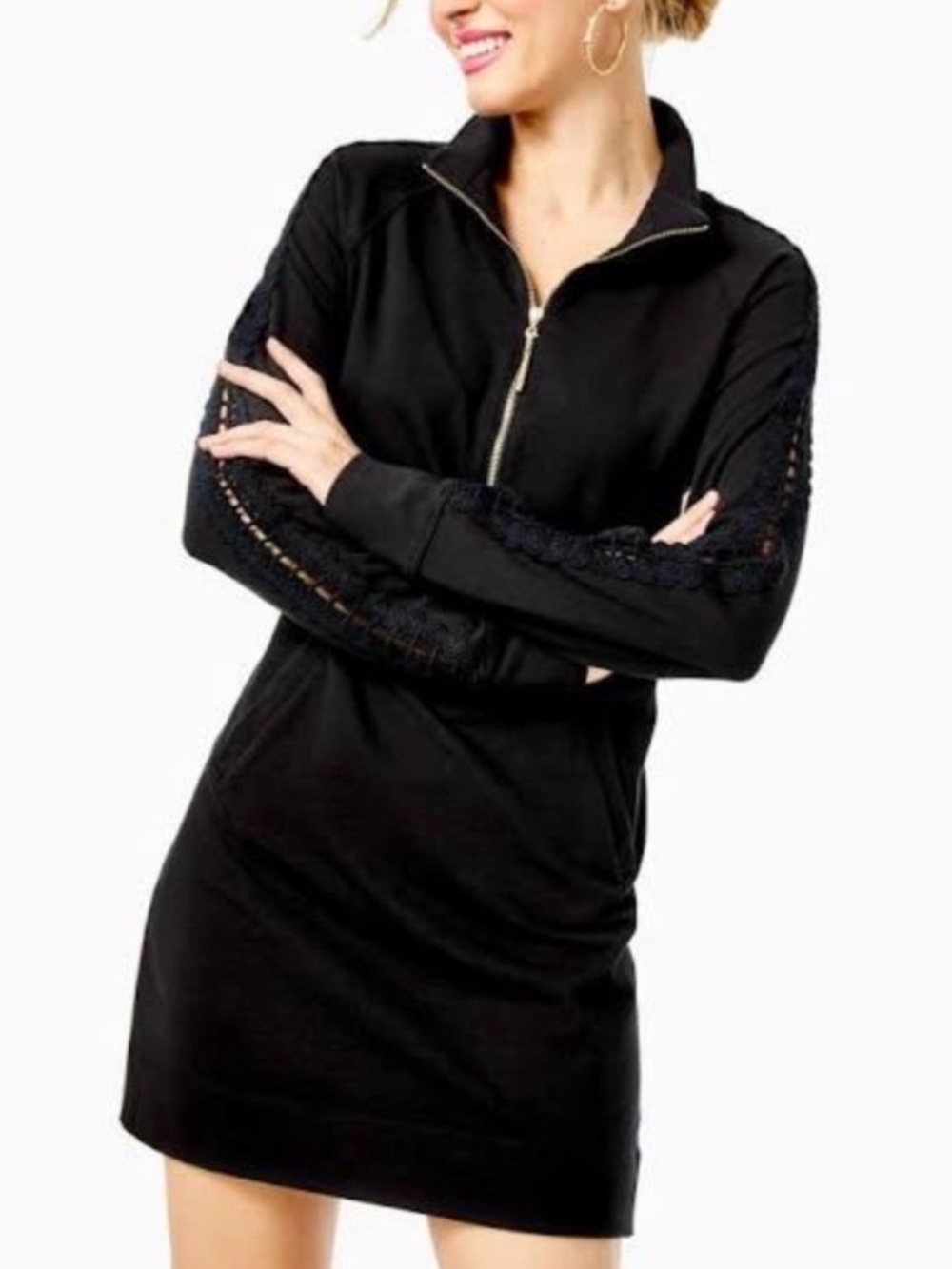 Lilly Pulitzer Women's Skipper Solid Popover Dress - Black - Large